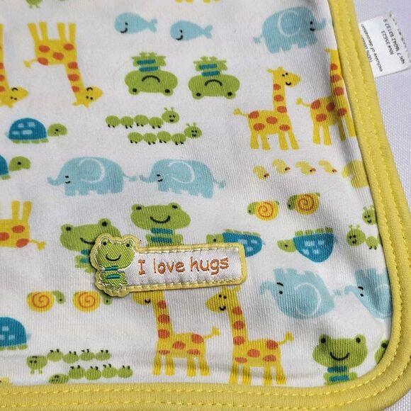 Carters I Love Hugs Safari Animals Cotton Cozy Baby Blanket Yellow Stripes 30" - Picture 1 of 6